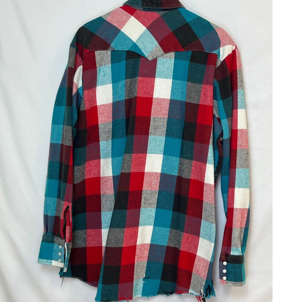 Wrangler Men’s XLT Buffalo Check Flannel Pearl Snap Western Shirt Long Sleeve - Picture 2 of 8